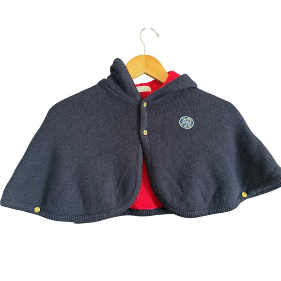 80s Vintage PAOLO GUCCI | Baby Navy Blue Hooded Sweater Cape 2 T - Picture 1 of 8